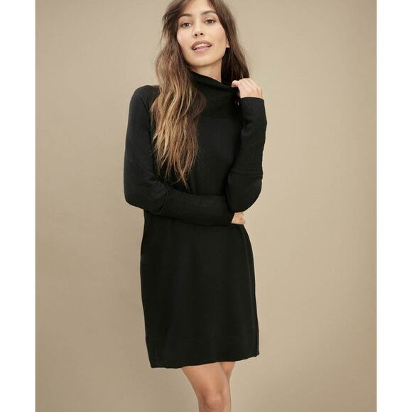 NWT Splendid Supersoft Mock Neck Dress Sweater Dress long sleeve knit Black - Picture 1 of 5